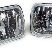 1 pair Crystal Clear 7 x 6 inch Glass Lens with H4 Halogen High Low Beam Headlight Lamp Conversion Replacement Kit -HID LED compatible
