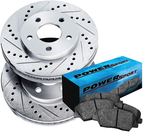 Rear Cross-Drilled Slotted Brake Rotors and Ceramic Brake Pads BLCR.44176.02