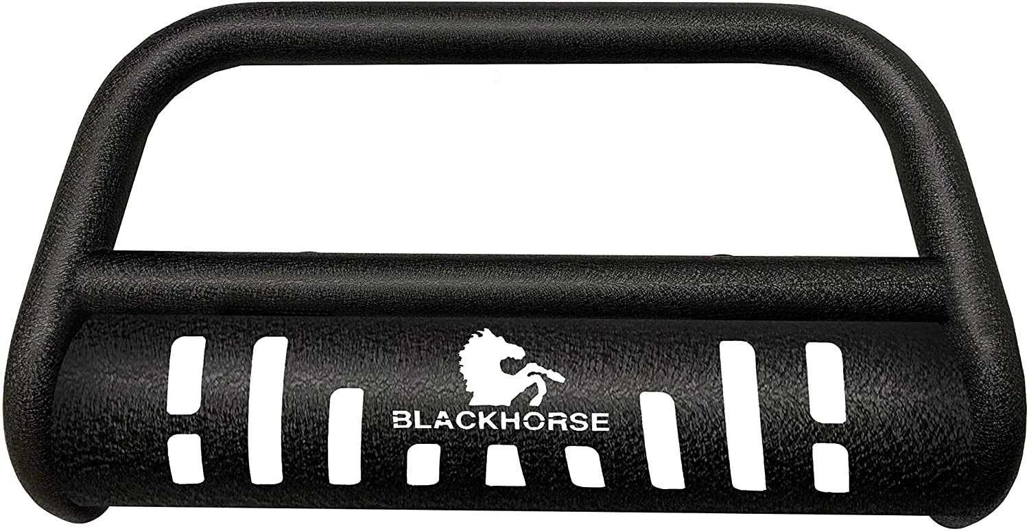 Black Horse Off Road Textured Bull Bar with Skid Plate Compatible with 07-12 Hyundai Santa Fe