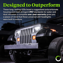 7x6 5x7 LED Headlights H6054 H5054 [Black Finish] [45W] [H4 Plug & Play] [Low/High Beam: 6/15 LEDs] - H6054LL 69822 6052 6053 Head Light for Jeep Wrangler YJ Cherokee XJ