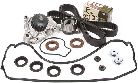 Evergreen TBK143VCT Fits 88-95 Honda Civic Del Sol 1.5 SOHC D15B1 D15B2 D15B6 D15B7 D15B8 Timing Belt Kit Valve Cover Gasket Water Pump