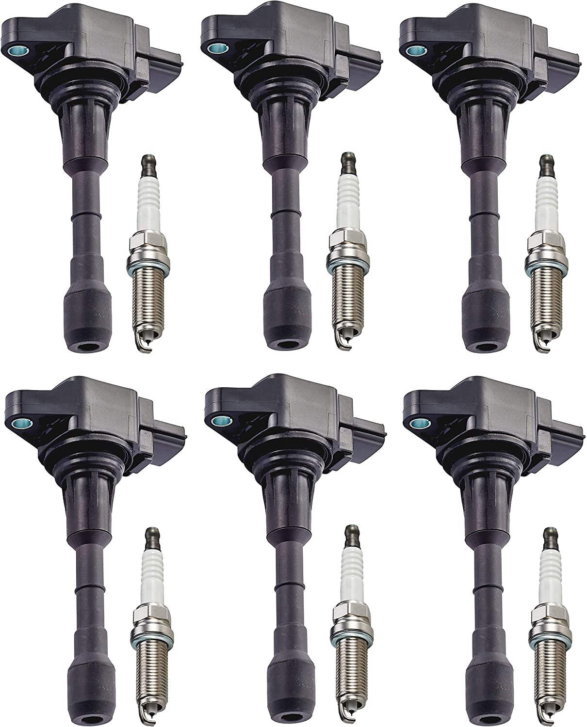 ENA Set of 6 Spark Plugs and 6 Ignition Coils compatible with 2007-2017 Nissan Infiniti Maxima Murano Pathfinder Quest Altima Q50 QX60 FX35 3.5L V6 UF550