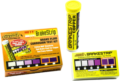 Phoenix Systems (3006-B) Brake Fluid Test Strip Kit, 100 Test Strips and 100 Rating Cards, BrakeStrip, FASCAR