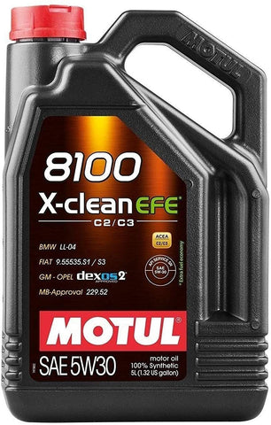 Motul 107206 8100 5W30 X-Clean EFE Synthetic Engine Oil-LL04-229.51-502 00-505 00-5-Liter, 169.05 Fluid_Ounces