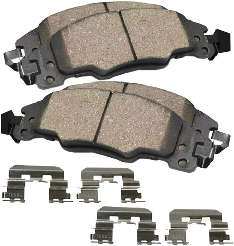 Detroit Axle - Front Ceramic Brake Pads w/Hardware for 2008-2016 Toyota Camry, Avalon - [2013-2016 Lexus ES300h] - 2007-2016 Lexus ES350