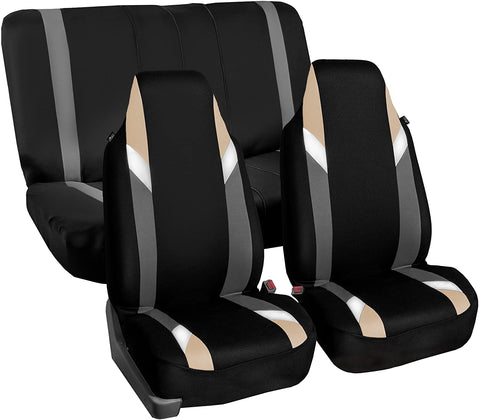 FH Group FB133112 Full SetPremium Modernistic Seat Covers Gray/Black - Fit Most Car, Truck, SUV, or Van