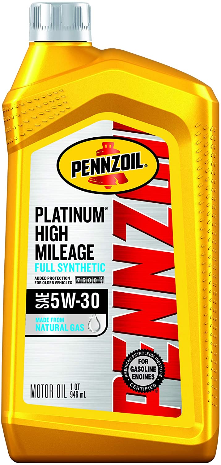 Pennzoil Platinum High Mileage Full Synthetic Motor Oil 5W-30 – 1 Quart (Case of 6)