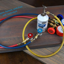 LU-HAWK Automotive R134a Recharge Kit with Self Sealing Can Tap Valve. Includes High/Low Side Quick Couplers with 1/4 adapters, Both Self Sealing and Single Puncture Can Taps, and Valve Core Remover.