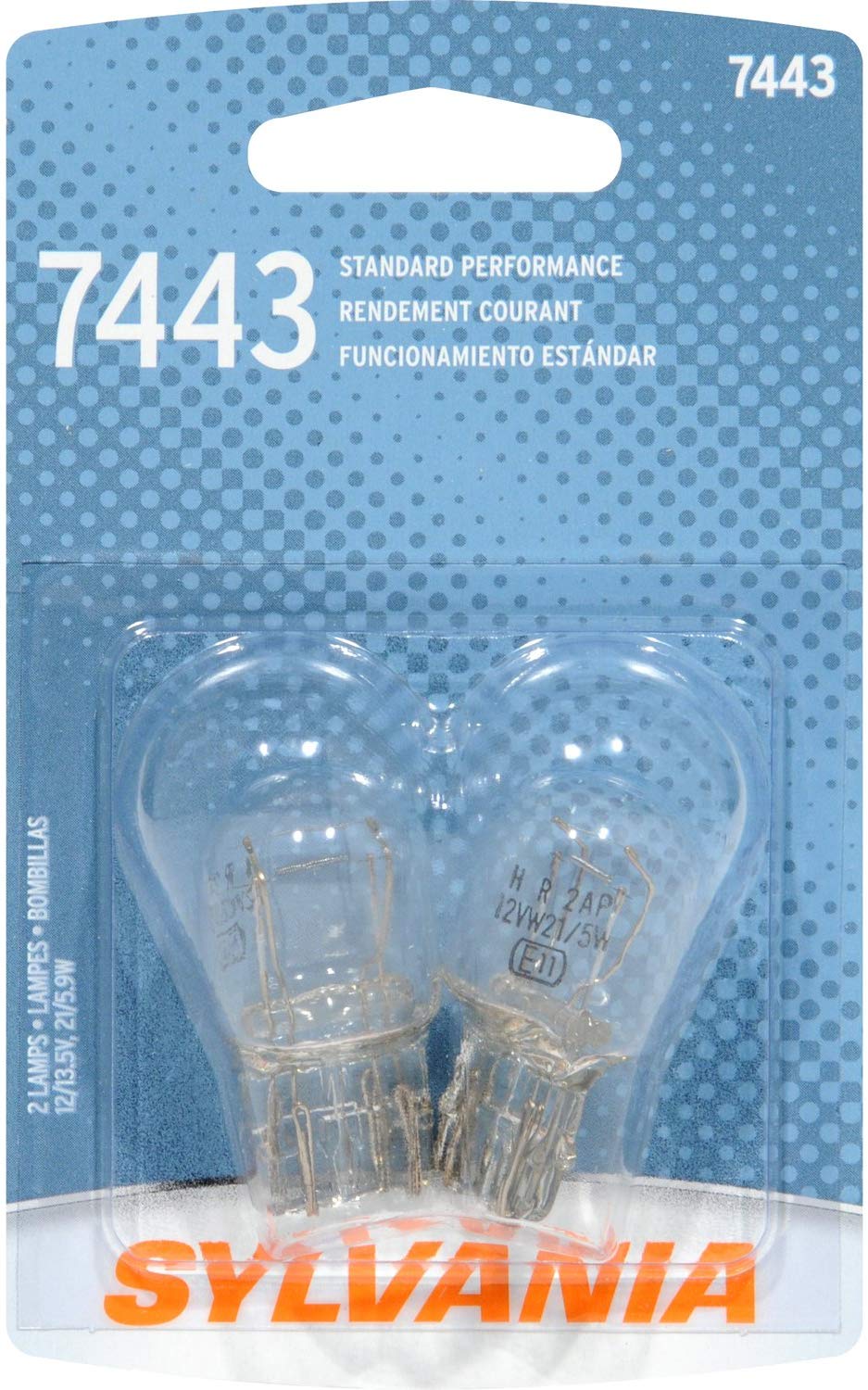 SYLVANIA 7443 Basic Miniature Bulb, (Contains 2 Bulbs)