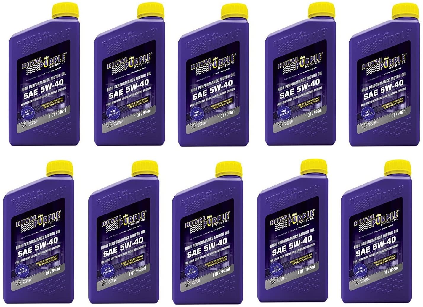 Royal Purple API Licensed Enhanced Additive Technology Synthetic Motor Oil 5W-40 - Fuel Efficiency - 1 qt (Pack of 10)