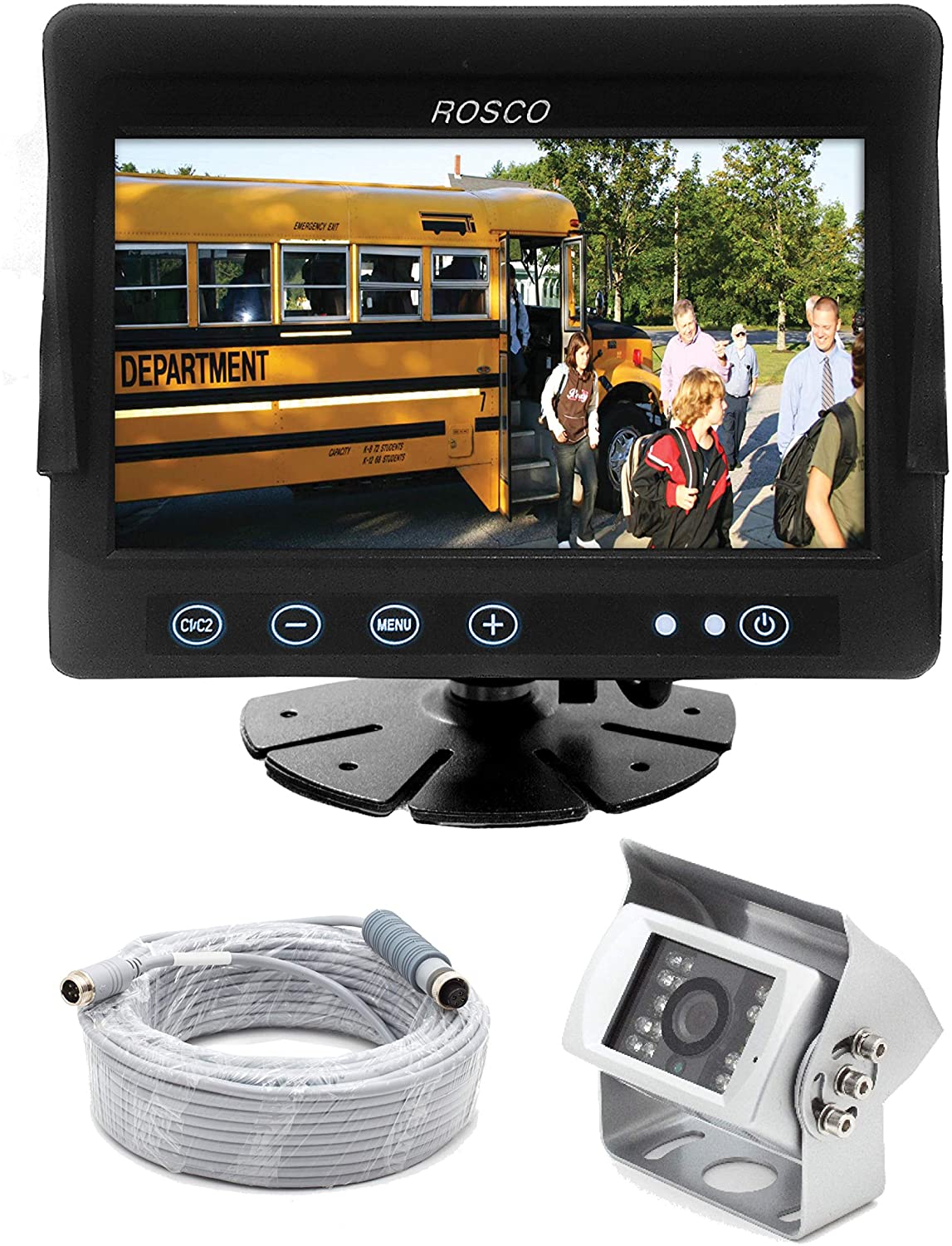 Heavy Duty Rear View Backup Camera System Complete with 7-inch Color Monitor, Weatherproof Camera, 65 ft. Harness