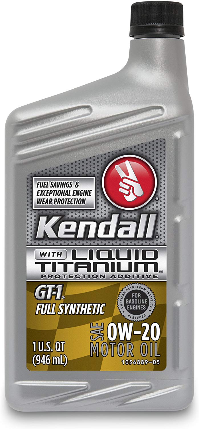 Kendall 1057222 GT-1 Full Synthetic 0W-20 Motor Oil with Liquid Titanium - 1 Quart