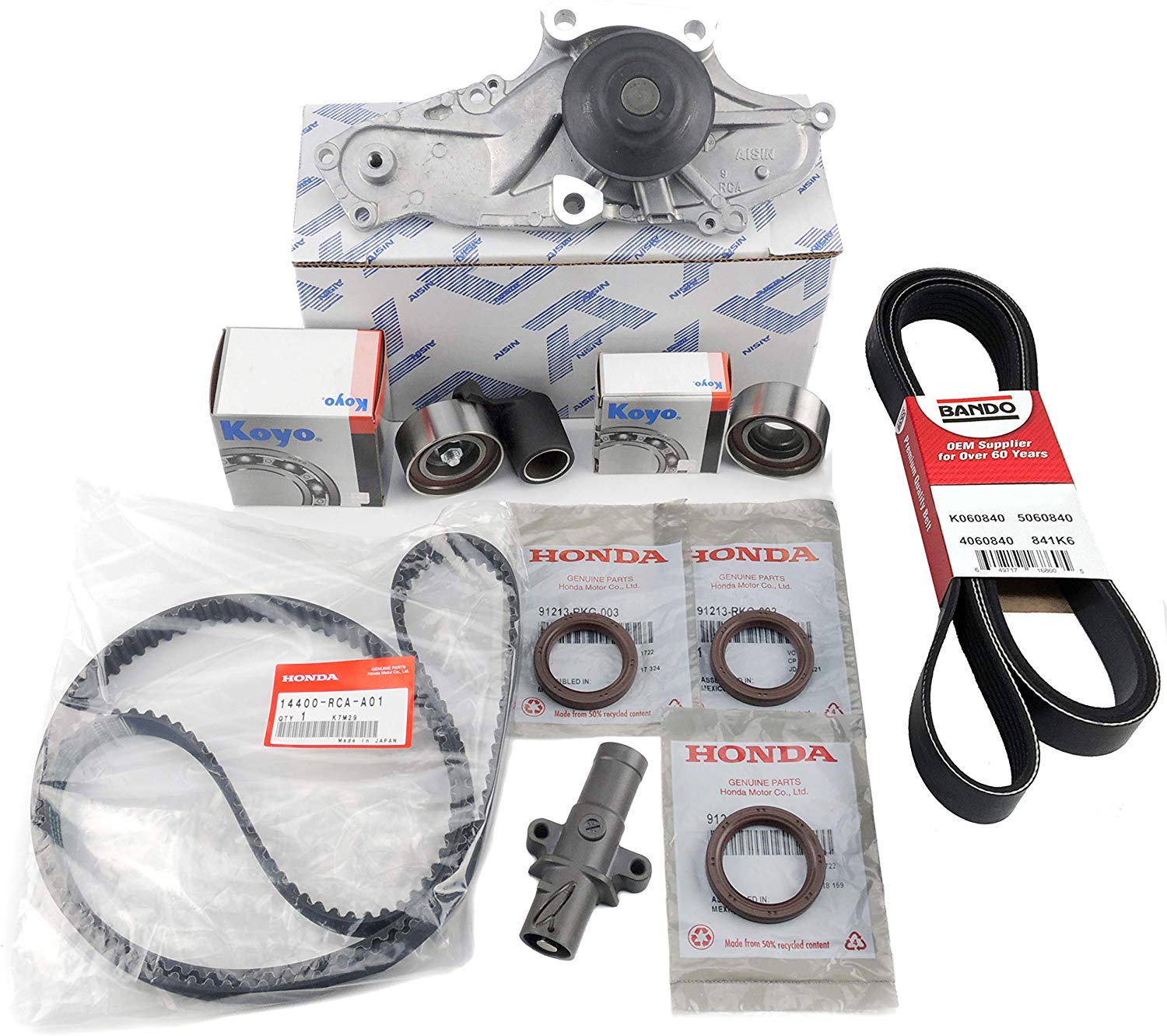 TIMING BELT KIT | Water Pump T-belt Kit | Camshaft Crankshaft Seal | (As in photo) GENUINE/OEM Fit select Honda, Acura vehicles.