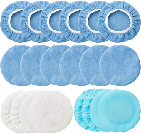 20 Pieces Car Polisher Pad Bonnet Microfiber Max Baxer Bonnet Polishing Bonnet Buffing Pad Cover (5-6 Inches)