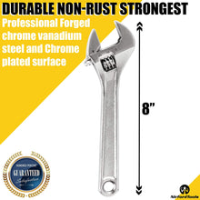 Expert 8-Inch Adjustable Wrench – Professional Hand Tool, Excellent Grip, Precision Measure Scale, Non-Corrosive, Made Of Strongest Forged CR-V Steel And Chrome Plated Surface By NirfordTools.