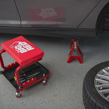 Torin TR6300 Red Rolling Creeper Garage/Shop Seat: Padded Mechanic Stool with Tool Tray