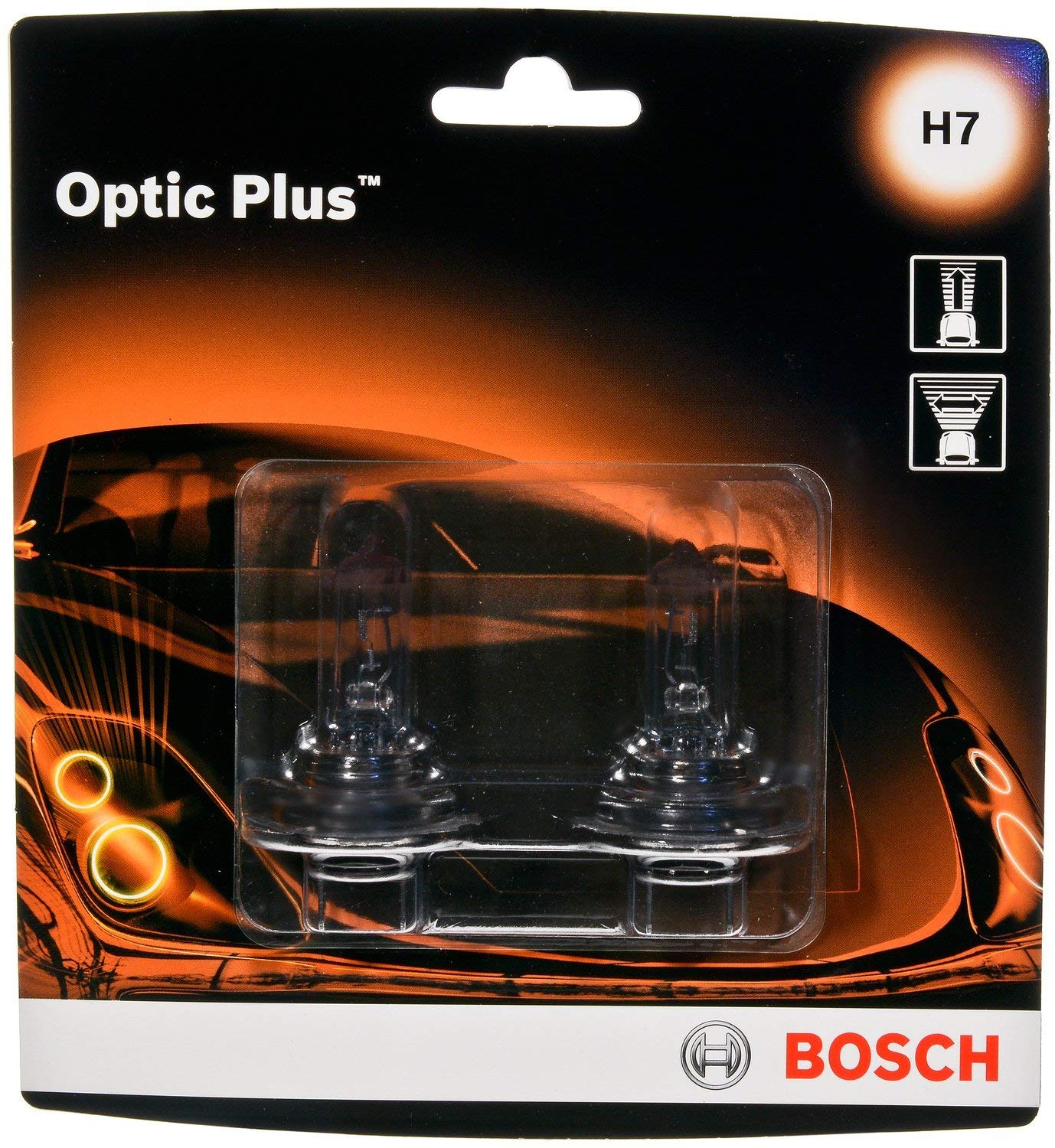 Bosch H7 Optic Plus Upgrade Halogen Capsule, Pack of 2