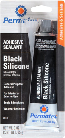 Permatex 81158-12PK Black Silicone Adhesive Sealant, 3 oz. Tube (Pack of 12)