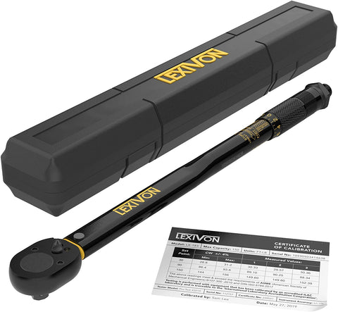 LEXIVON 1/2-Inch Drive Click Torque Wrench 10~150 Ft-Lb/13.6~203.5 Nm (LX-183)