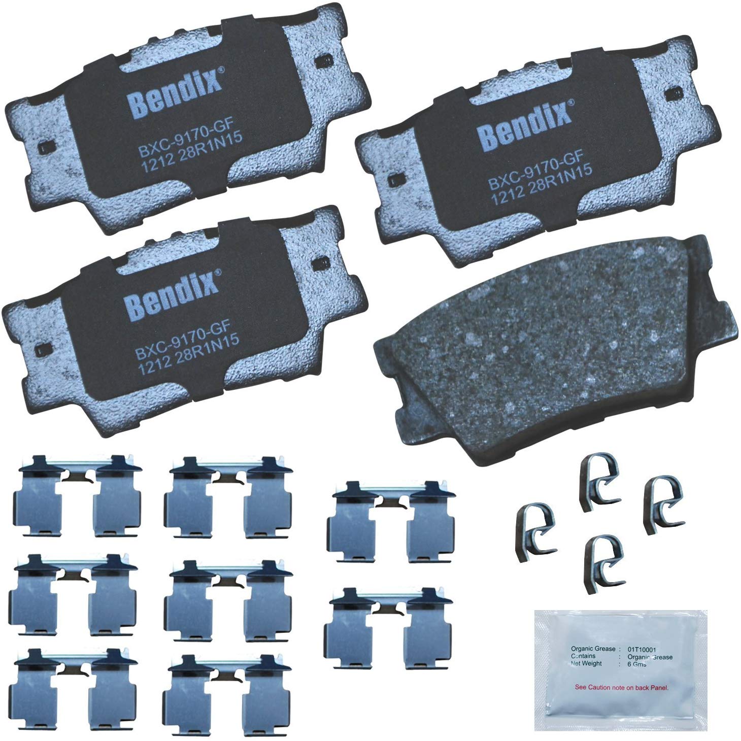 Bendix CFC1212 Premium Copper Free Ceramic Brake Pad (with Installation Hardware Rear)