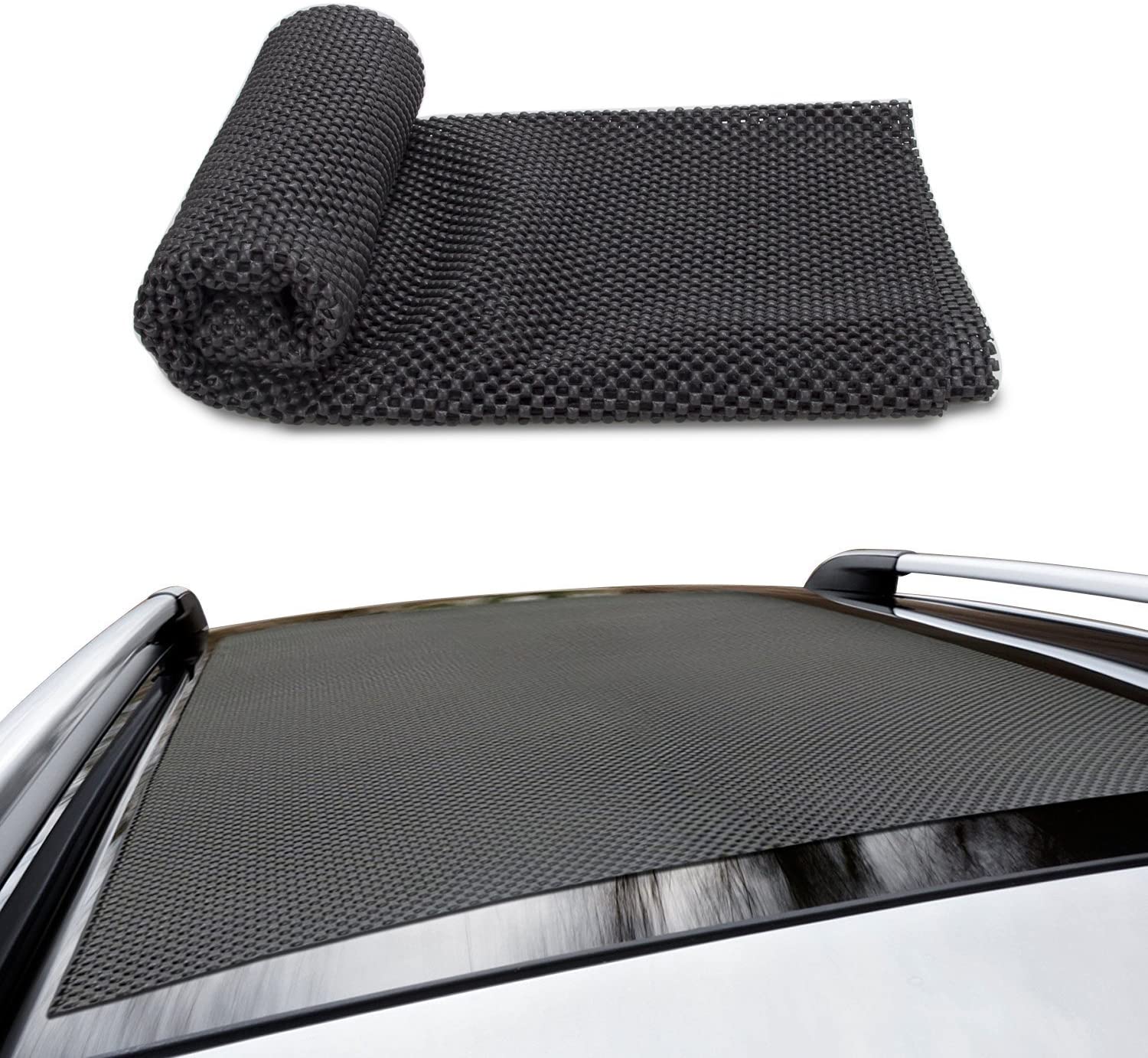 ROOF CARGO BAG PROTECTIVE MAT, Roof Rack Pad for Car Roof Storage Bags Top Universal Roof Rack Pad for Rooftop Cargo Bag TOP UNIVERSAL ROOF RACK PAD for PROTECTION from Car Roof Racks (59'' x 39'')