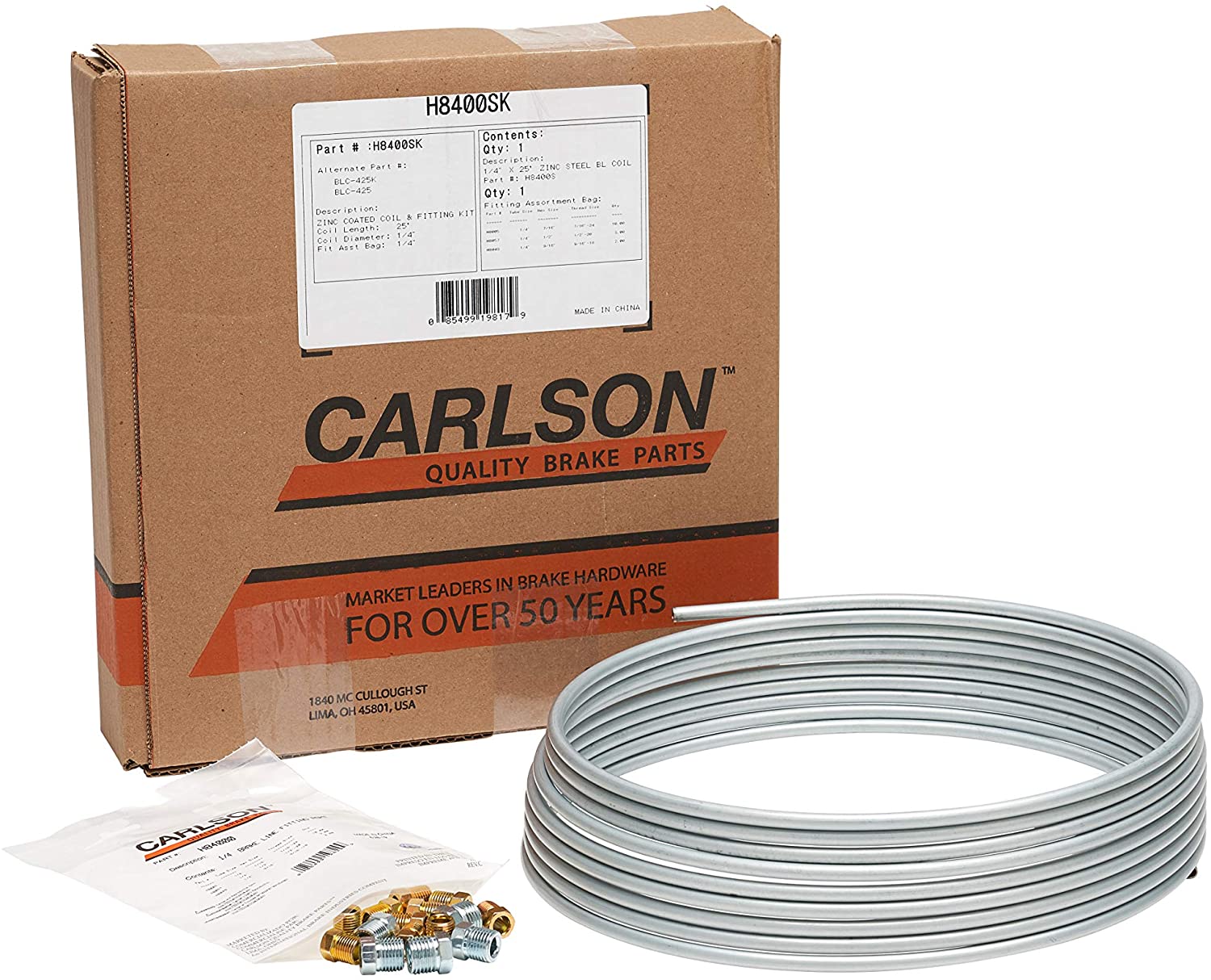 Carlson Quality Brake Lines H8400SK 25' Zinc Coated Steel Brake Line Kit 1/4