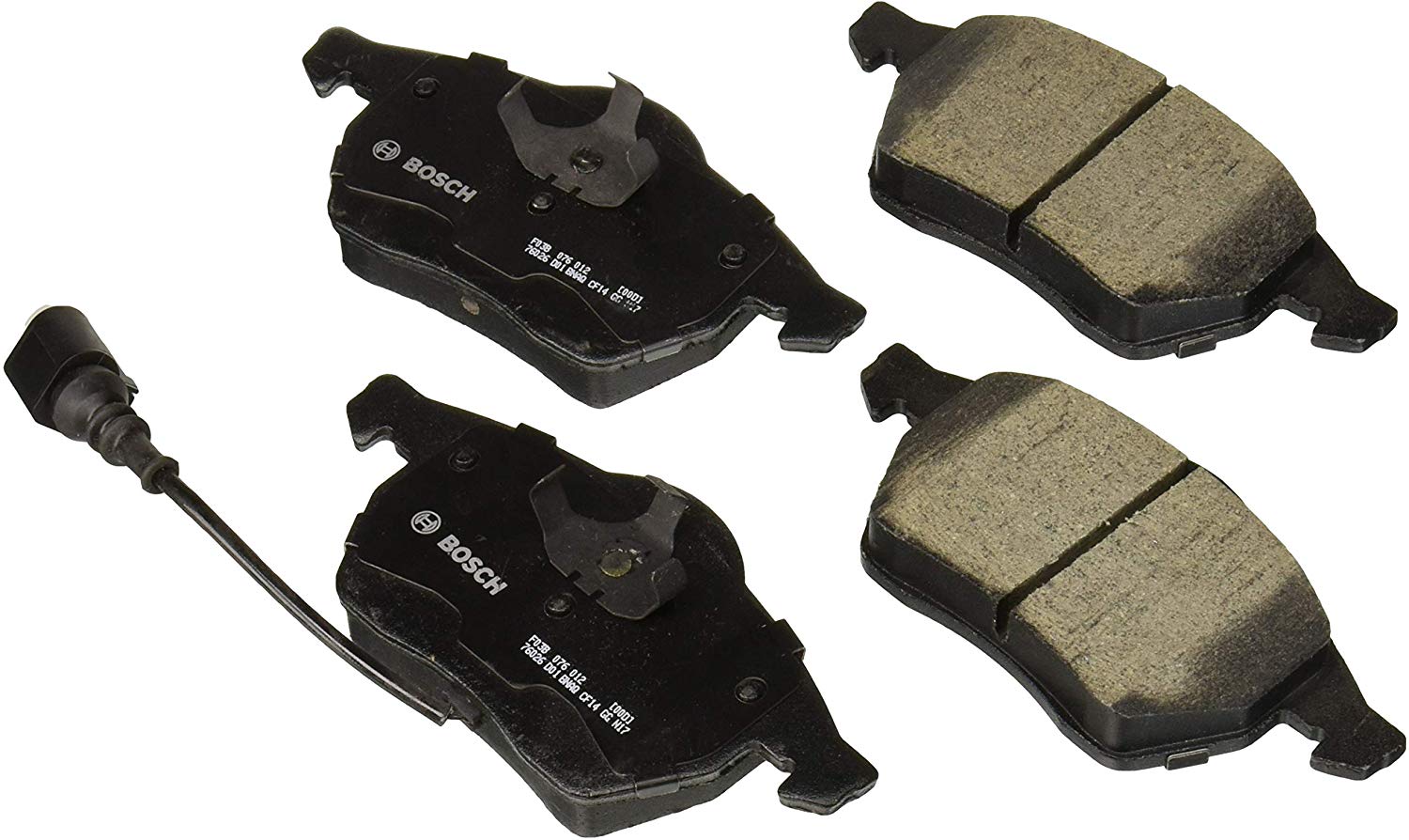 Bosch BC687A QuietCast Premium Ceramic Disc Brake Pad Set For Select Audi 100 Quattro, A4 Quattro, A6, A8, A8 Quattro, TT, TT Quattro; Volkswagen Beetle, Golf, Jetta; Front
