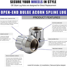 Wheel Accessories Parts Set of 20 Bulge Acorn Open End Chrome Small Diameter Lug Nut Full Set (M14x1.50)