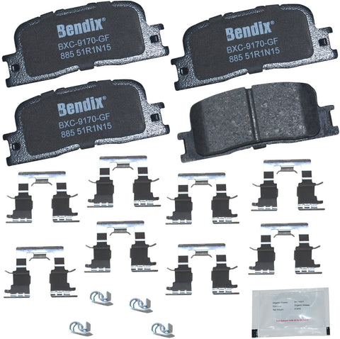 Bendix CFC885 Premium Copper Free Ceramic Brake Pad (with Installation Hardware Rear)