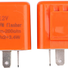 Turn Signal Flasher, Sdootauto 2 Pcs 12V 2-Pin Motorcycle Adjustable Flasher LED Flasher Relay Hyper Indicator Flash- Black and Orange…
