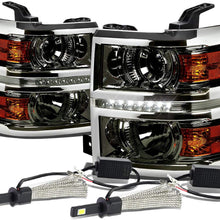 For Chevy Silverado GMT K2XX Smoked Lens Projector LED Headlight W/Amber Signal + H1 LED Conversion Kit
