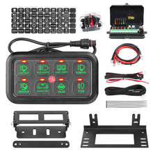 8 Gang Switch Panel, AKD Part Circuit Control Box Universal Jeep Switch Box Wiring Harness Touch Panel On Off Button for Pickup ATV UTV Truck Marine