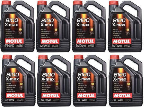Motul 104533 Set of 8 8100 X-Max 0W-40 Motor Oil 5-Liter Bottles
