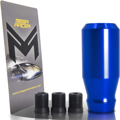 Mega Racer Blue Aluminum Shift Knob for Buttonless Automatic and 4, 5 and 6 Speed Manual Transmission Vehicles