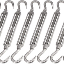 X AUTOHAUX 8pcs M6 Car 304 Stainless Steel Hook and Hook Turnbuckle Wire Rope Tension Silver Tone