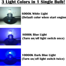 CK Formula (3 Colors in 1 Bulb) H7 6000K White 8000K 10000K Deep Blue Xenon COB LED (High Beam Headlight) 7600 LM 72W US