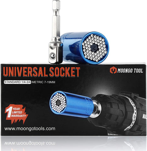 Moongo Tool Universal Socket, Gifts for Dad from Daughter Son - Christmas Gifts for Men, Father/Dad, DIY Handyman, Husband, Guys, Boyfriend, Him, Unique Tools for Men (7-19mm) Power Drill Adapter