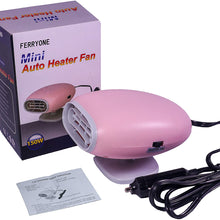 Portable Car Heater Fan Defroster with Air Purification 12V 150W Auto Car 30 Seconds Fast Heating Defrost Defogger Demister Vehicle Ceramic Heater Fan for Windshield (Pink)