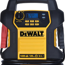 DEWALT DXAEJ14 Digital Portable Power Station Jump Starter: 1400 Peak/700 Instant Amps, 120 PSI Digital Air Compressor, 3.1A USB Ports, Battery Clamps