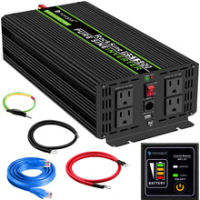 Novopal 1500 Watt 24V Pure Sine Wave Inverter with 4 AC Outlets 2.1A USB-16.4 Feet Remote Control and Two Cooling Fans-Peak Power 3000 Watt,Ultra-Silent,Supply for Blenders, Vacuums etc