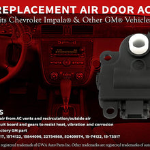 HVAC Air Door Actuator - Compatible with Chevy Impala 2004-2013 - Replaces 1573517, 1574122, 15844096, 22754988, 52409974, 604-108, 15-74122, 604108 - Heater Temperature Blend Door Actuator
