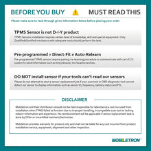 MOBILETRON MoreSensor | 433 MHz Snap-in Direct-Fit TPMS Tire Pressure Sensor for Nissan Altima &Rogue Sport | CX-S104-SN