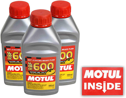 Motul (3 Pack) 100949 RBF 600 DOT 4 100% Synthetic Factory Line Racing Brake Fluid with Premium Motul Sticker (3)