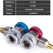 Orion Motor Tech Adjustable R134A Adapter Fittings Quick Coupler High Low AC Freon Manifold Gauge Hose Conversion kit, 1/4" SAE HVAC