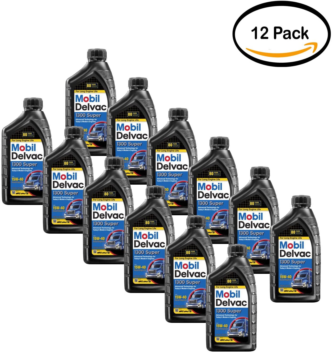 PACK OF 12 - Mobil Delvac 15W-40 Heavy Duty Diesel Oil, 1 Quart