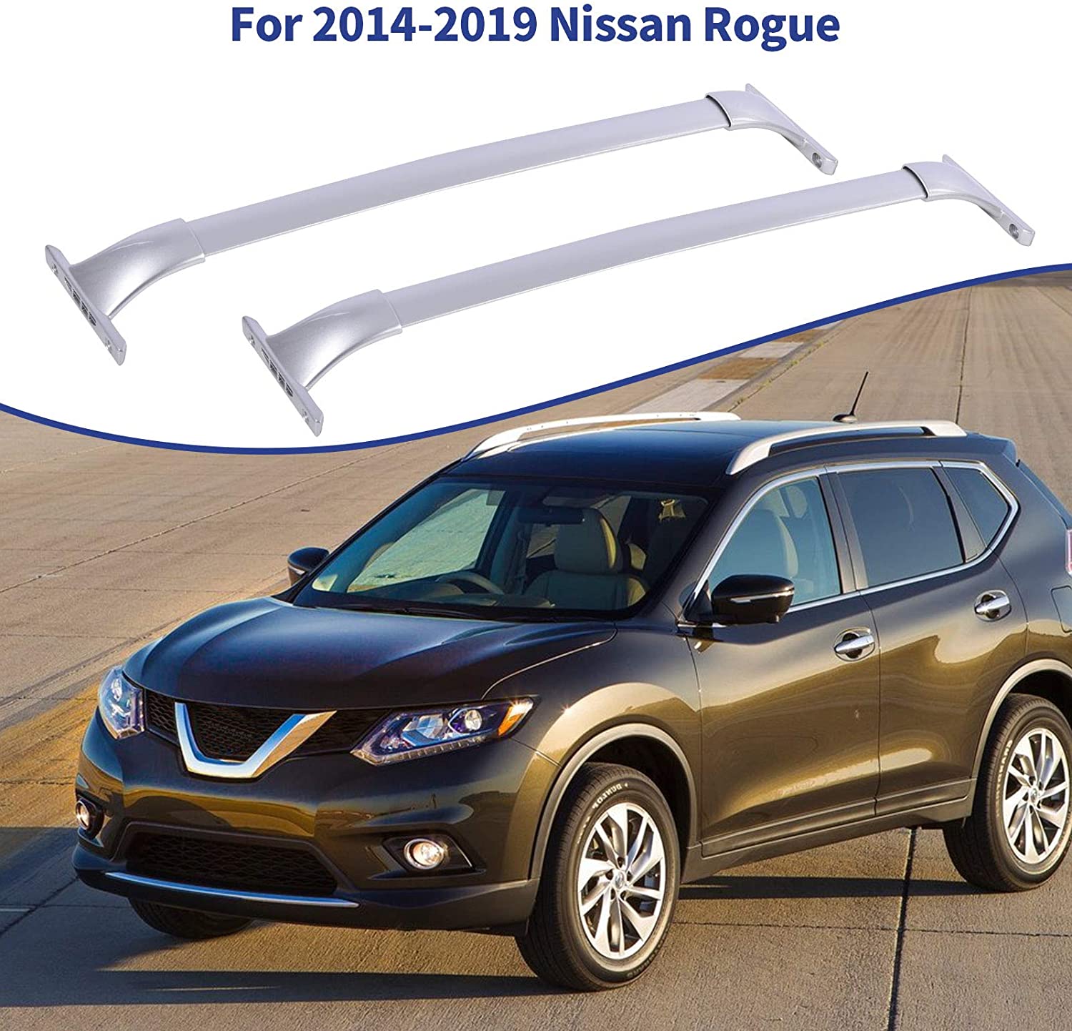 ACUMSTE Aluminum Car Top Luggage Roof Rack Cross Bar, Compatible for 2014-2019 Nissan Rogue Carrier Adjustable Frame