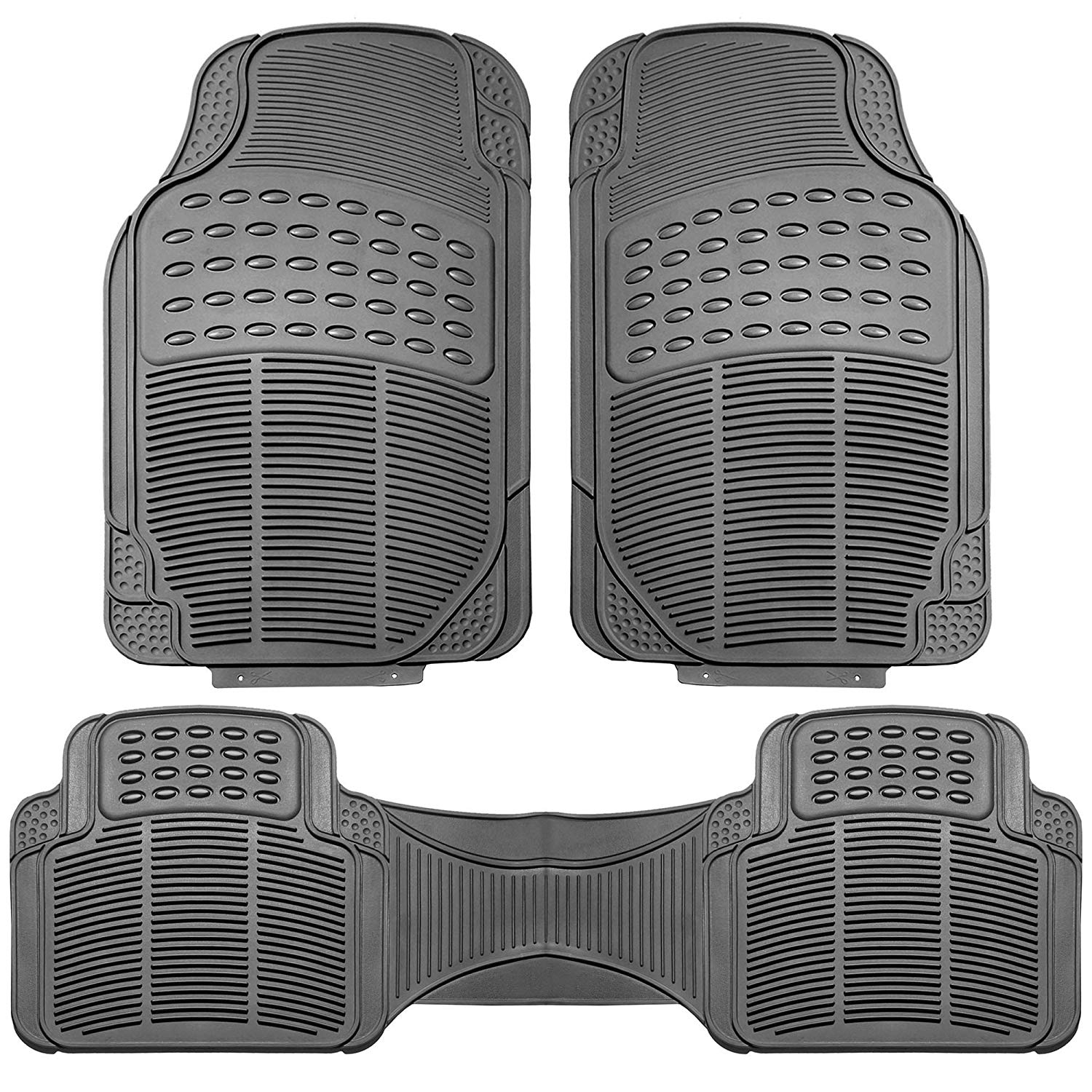 FH Group F11306GRAY Gray All Weather Floor Mat, 3 Piece (Full Set Trimmable Heavy Duty)