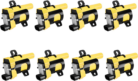 ENA Heavy Duty Round Ignition Coil Pack Set of 8 Compatible with 19999-2007 GMC Sierra 1500 5.3L 2003-2007 Chevrolet Express 2500 3500 6.0L