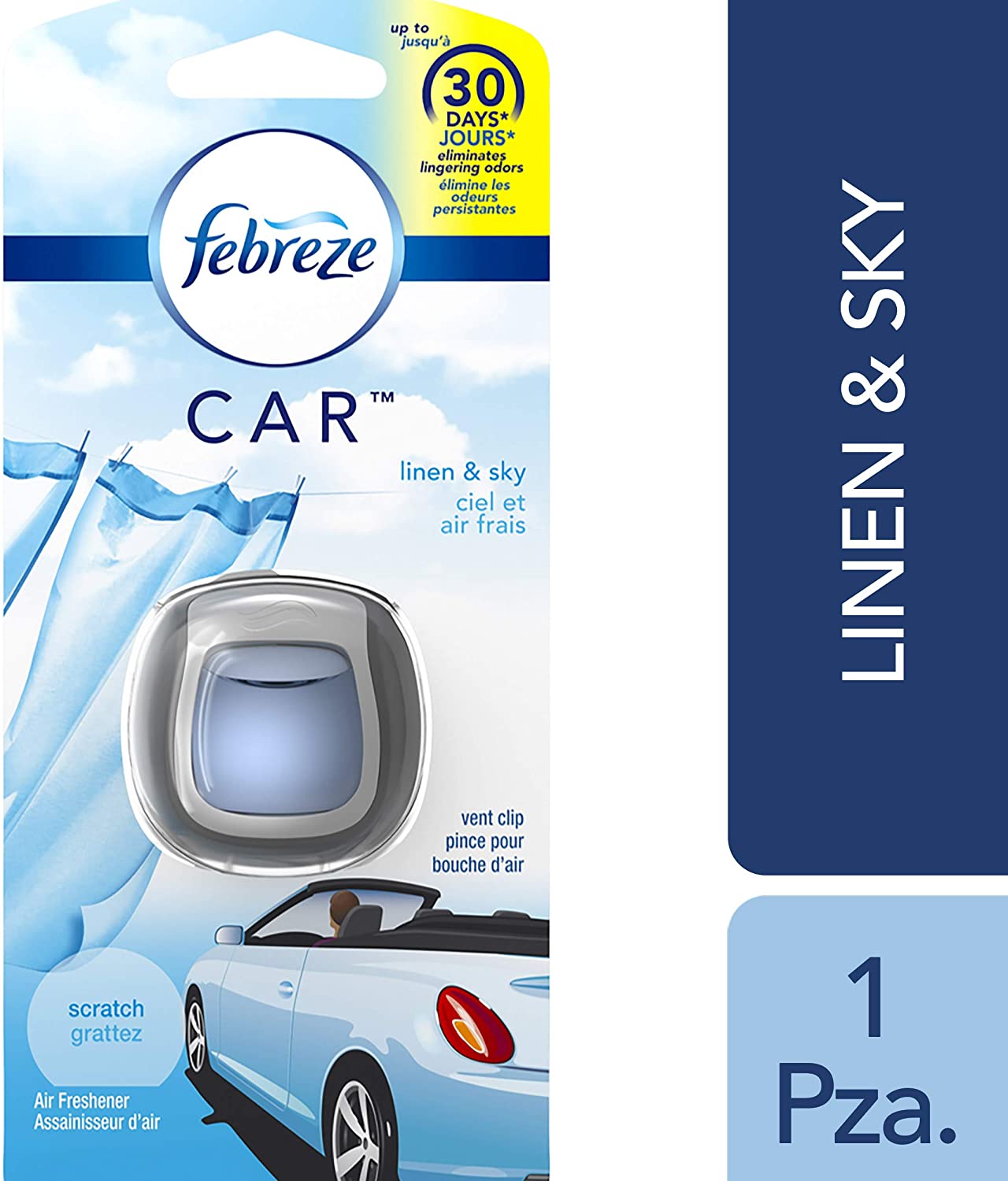 Febreze Car Vent Clip Linen & Sky Air Freshener for Dogs