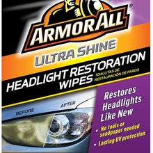 Armor All Car Headlights Cleaner Wipes - Cleaning for Cars & Truck & Motorcycle, Ultra Shine, 6 Count, 18514